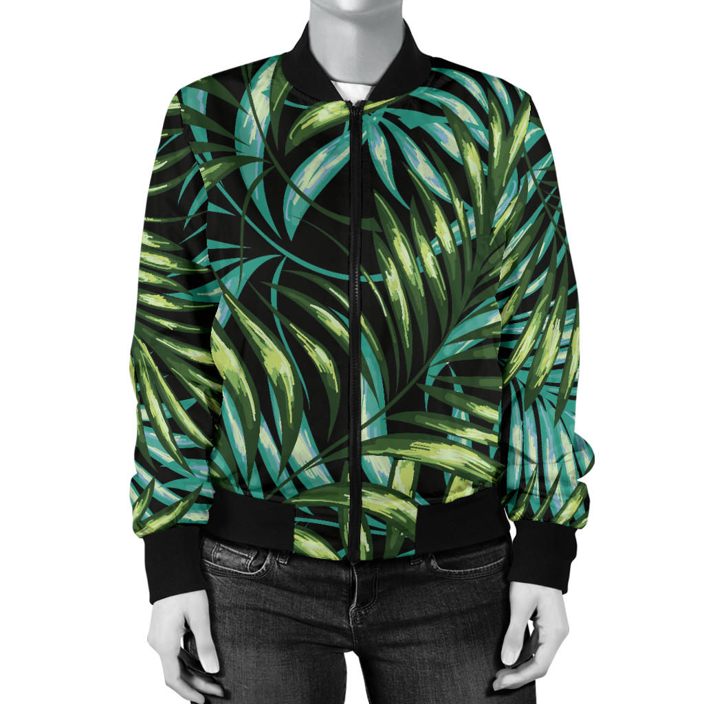 Tropical Flower Pattern Print Design TF08 Women Bomber Jacket