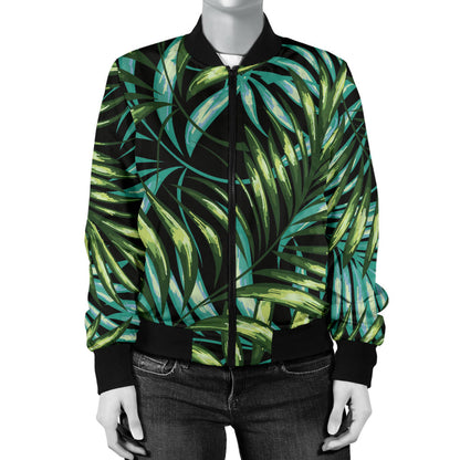 Tropical Flower Pattern Print Design TF08 Women Bomber Jacket