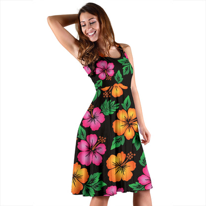 Hibiscus Pattern Print Design HB029 Midi Dress