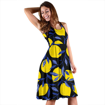 Lemon Pattern Print Design LM01 Midi Dress