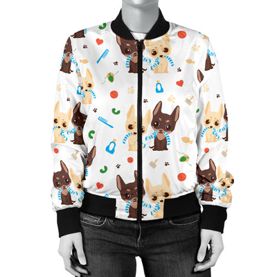 Chihuahua Pattern Print Design 06 Women's Bomber Jacket