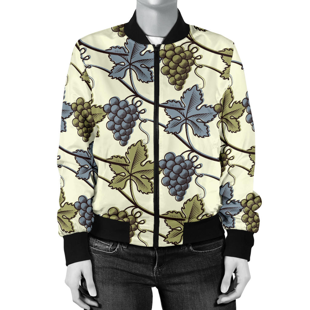 Grape Pattern Print Design GP03 Women Bomber Jacket