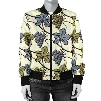 Grape Pattern Print Design GP03 Women Bomber Jacket