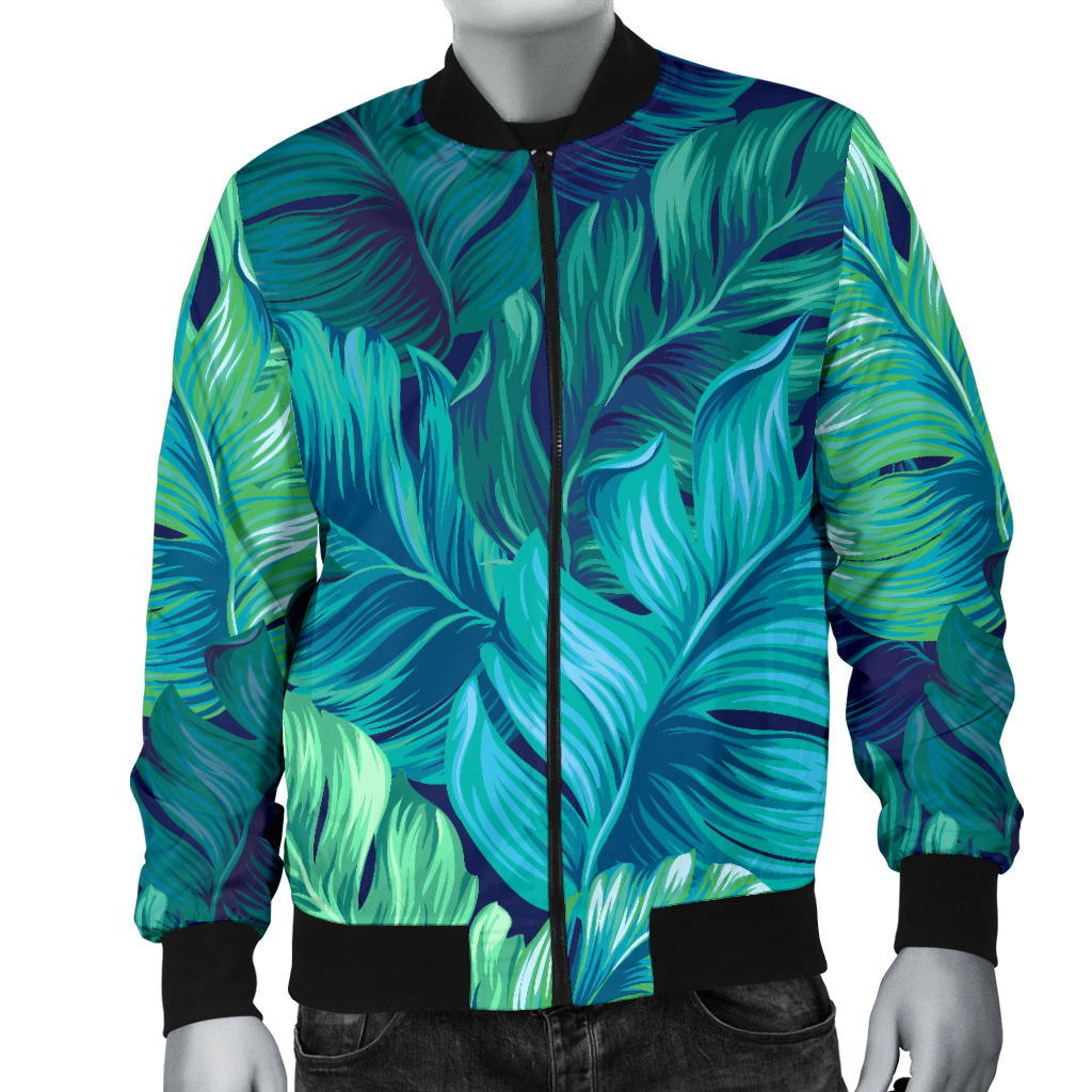 Banana Leaf Pattern Print Design BL05 Men Bomber Jacket