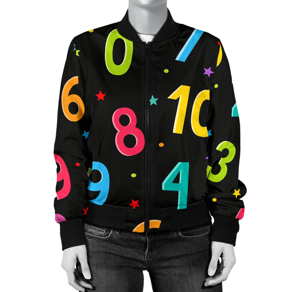 Number Pattern Print Design A04 Women's Bomber Jacket