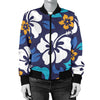 Hibiscus Pattern Print Design HB030 Women Bomber Jacket