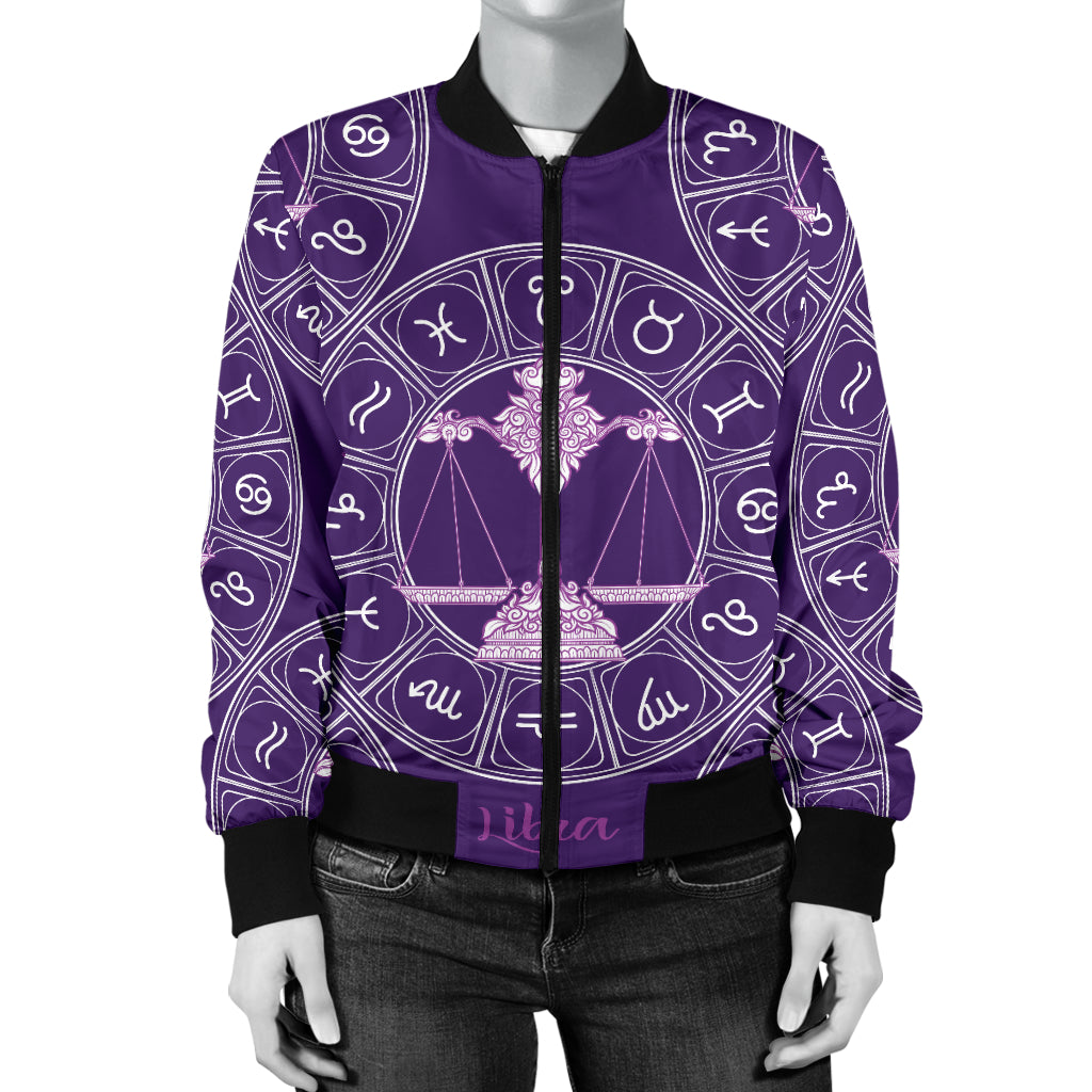 Libra Pattern Print Design 03 Women's Bomber Jacket