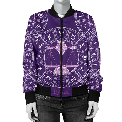 Libra Pattern Print Design 03 Women's Bomber Jacket