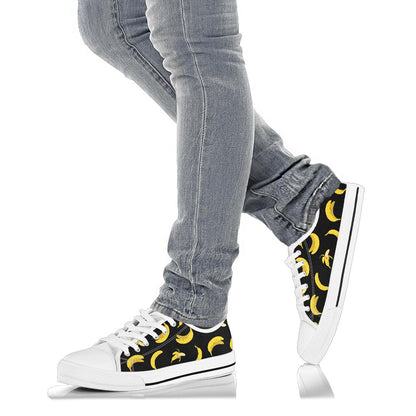 Banana Pattern Print Design BA05 White Bottom Low Top Shoes