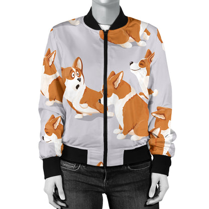 Pembroke Welsh Corgis Pattern Print Design A04 Women's Bomber Jacket