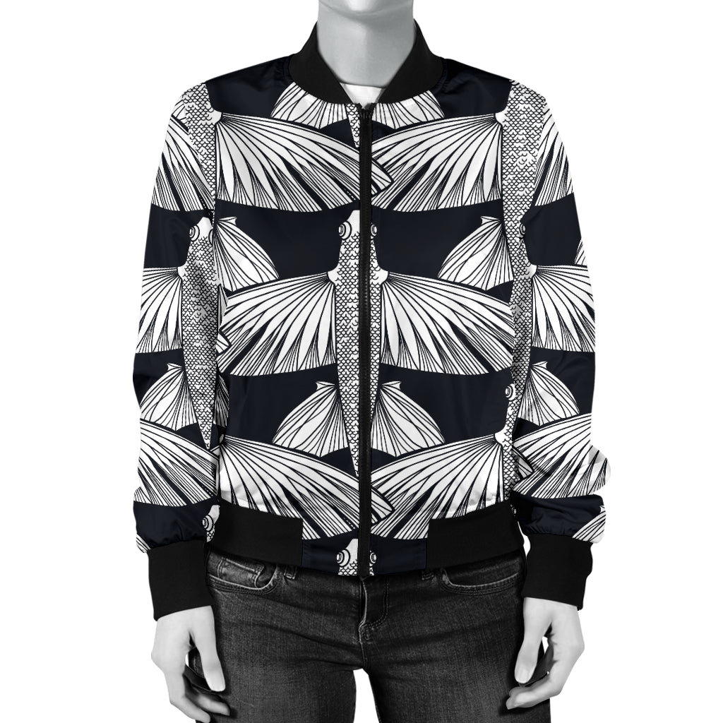 Flying Fish Pattern Print Design 03 Women's Bomber Jacket