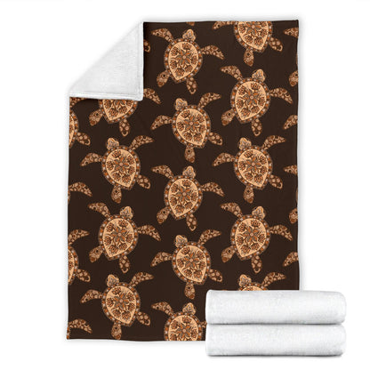 Tribal Sea Turtle Pattern Print Design T09 Fleece Blanket