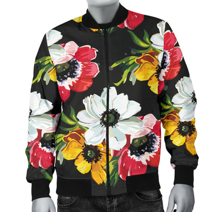 Anemone Pattern Print Design AM07 Men Bomber Jacket