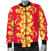 Orange Hibiscus Pattern Print Design HB018 Men Bomber Jacket