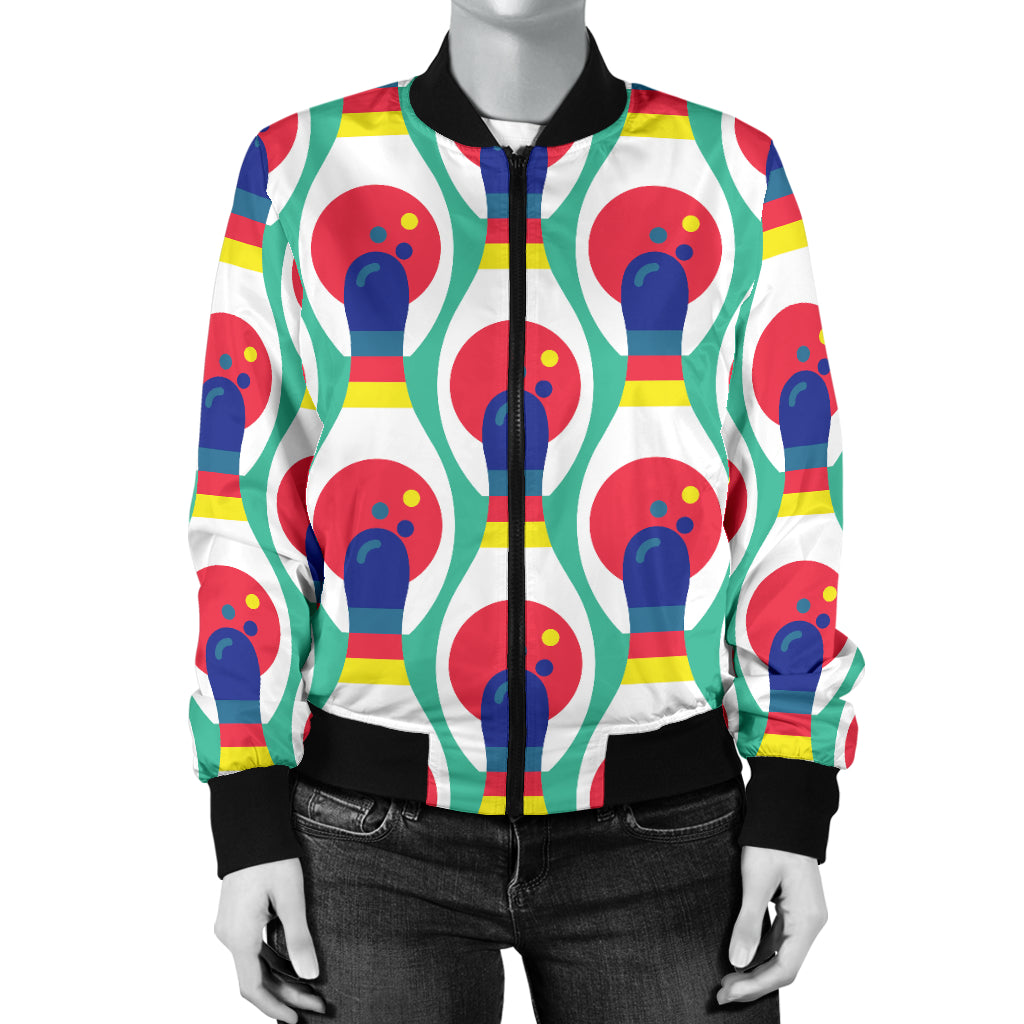 Bowling Pattern Print Design 05 Women's Bomber Jacket
