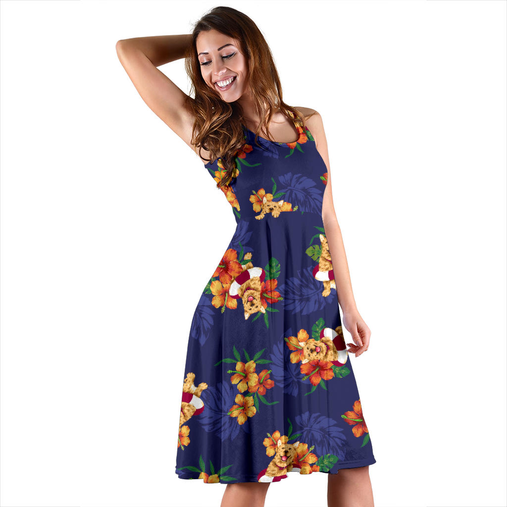 Hawaiian Themed Pattern Print Design H02 Midi Dress