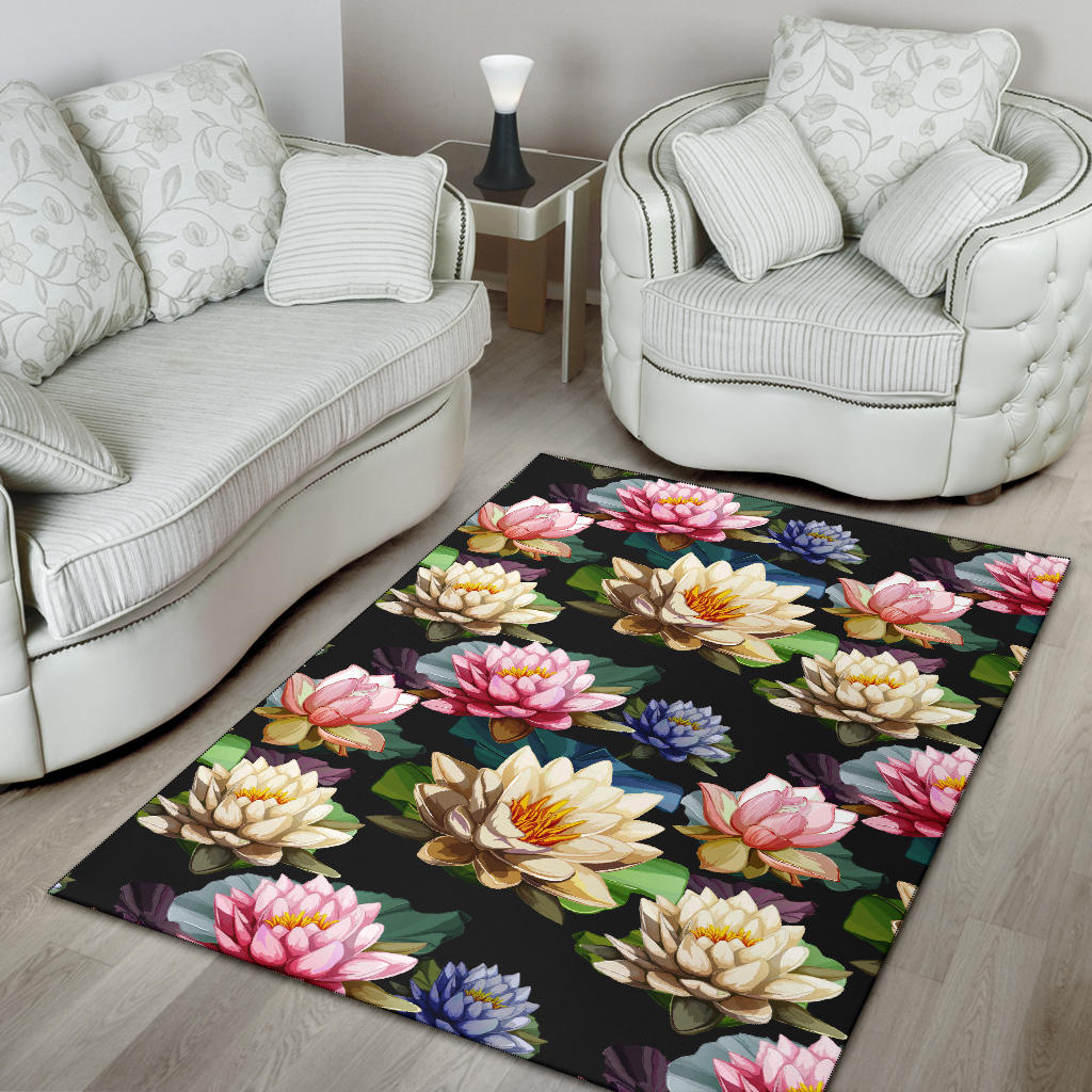 Water Lily Pattern Print Design WL02 Area Rugs