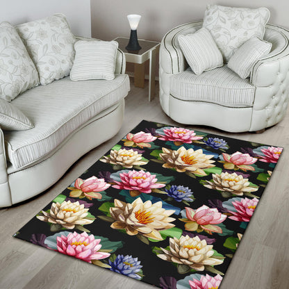 Water Lily Pattern Print Design WL02 Area Rugs