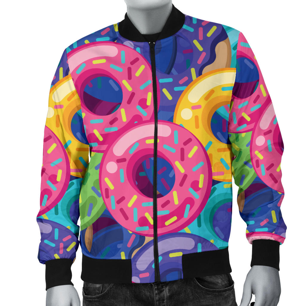 Donut Pattern Print Design DN010 Men Bomber Jacket