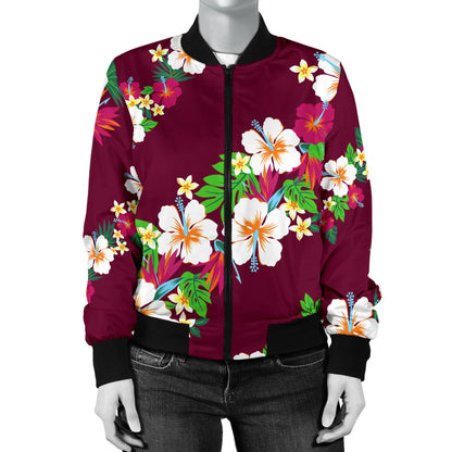 Hawaiian Themed Pattern Print Design H06 Women Bomber Jacket