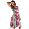 lotus Boho Pattern Print Design LO02 Midi Dress