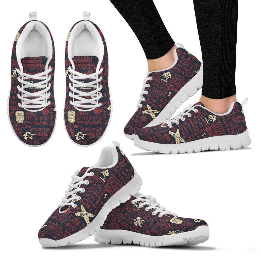 Hawaiian Themed Pattern Print Design H017 Sneakers White Bottom Shoes