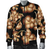 Brown Hibiscus Pattern Print Design HB06 Men Bomber Jacket