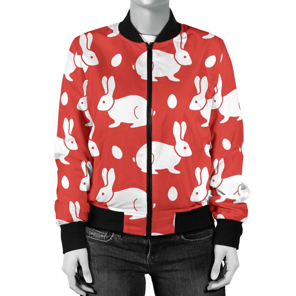 Rabbit Pattern Print Design RB017 Women Bomber Jacket