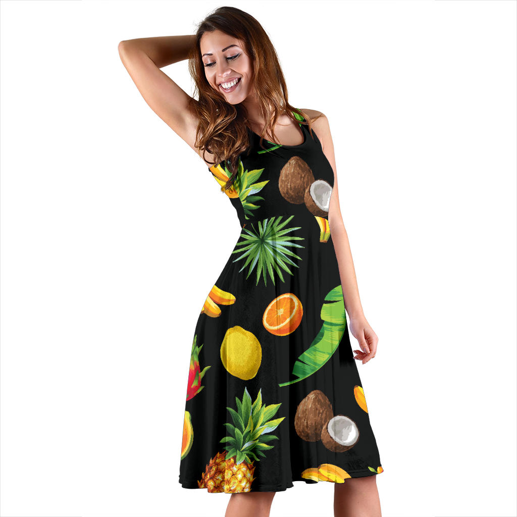 Tropical Fruits Pattern Print Design TF03 Midi Dress
