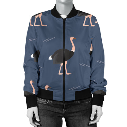 Ostrich Pattern Print Design 04 Women's Bomber Jacket
