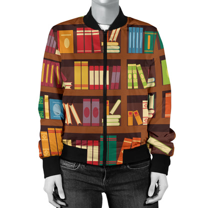 Book Pattern Print Design 06 Women's Bomber Jacket
