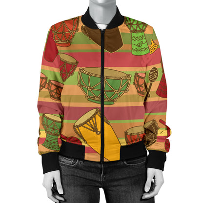 Percussion Pattern Print Design 01 Women's Bomber Jacket