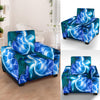 Blue Neon Sea Turtle Print Armchair Slipcover