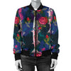 Barracuda with Folwer Pattern Print Design 01 Women's Bomber Jacket