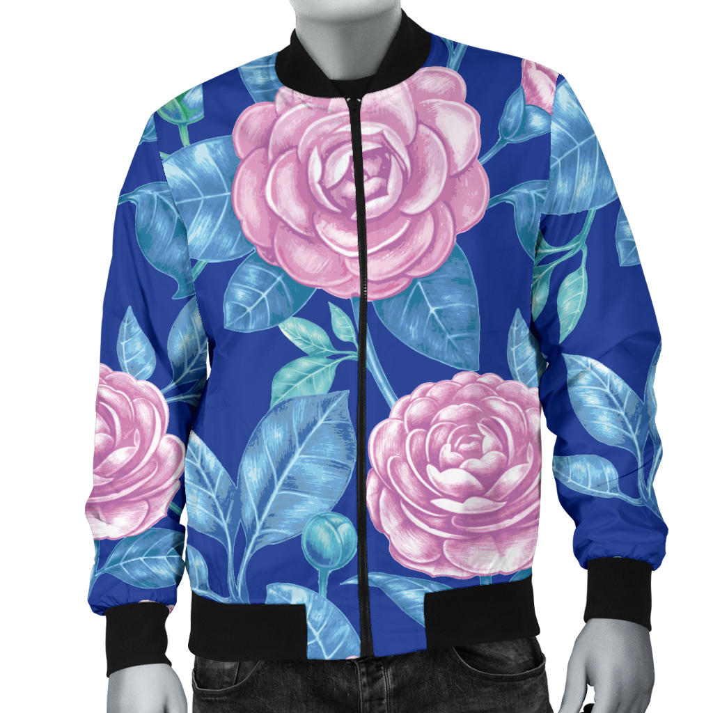 Camellia Pattern Print Design CM05 Men Bomber Jacket