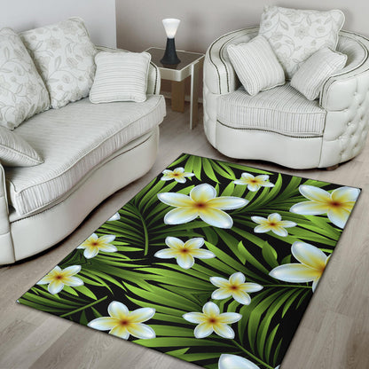 White Plumeria Pattern Print Design PM06 Area Rugs