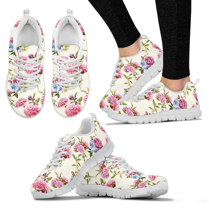 Carnations Pattern Print Design CN02 Sneakers White Bottom Shoes