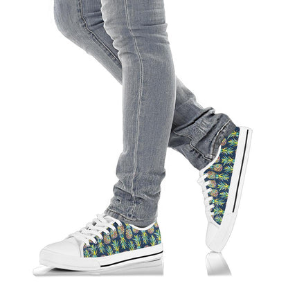 Pineapple Color Art White Bottom Low Top Shoes