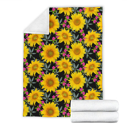 Sunflower Pattern Print Design SF014 Fleece Blanket