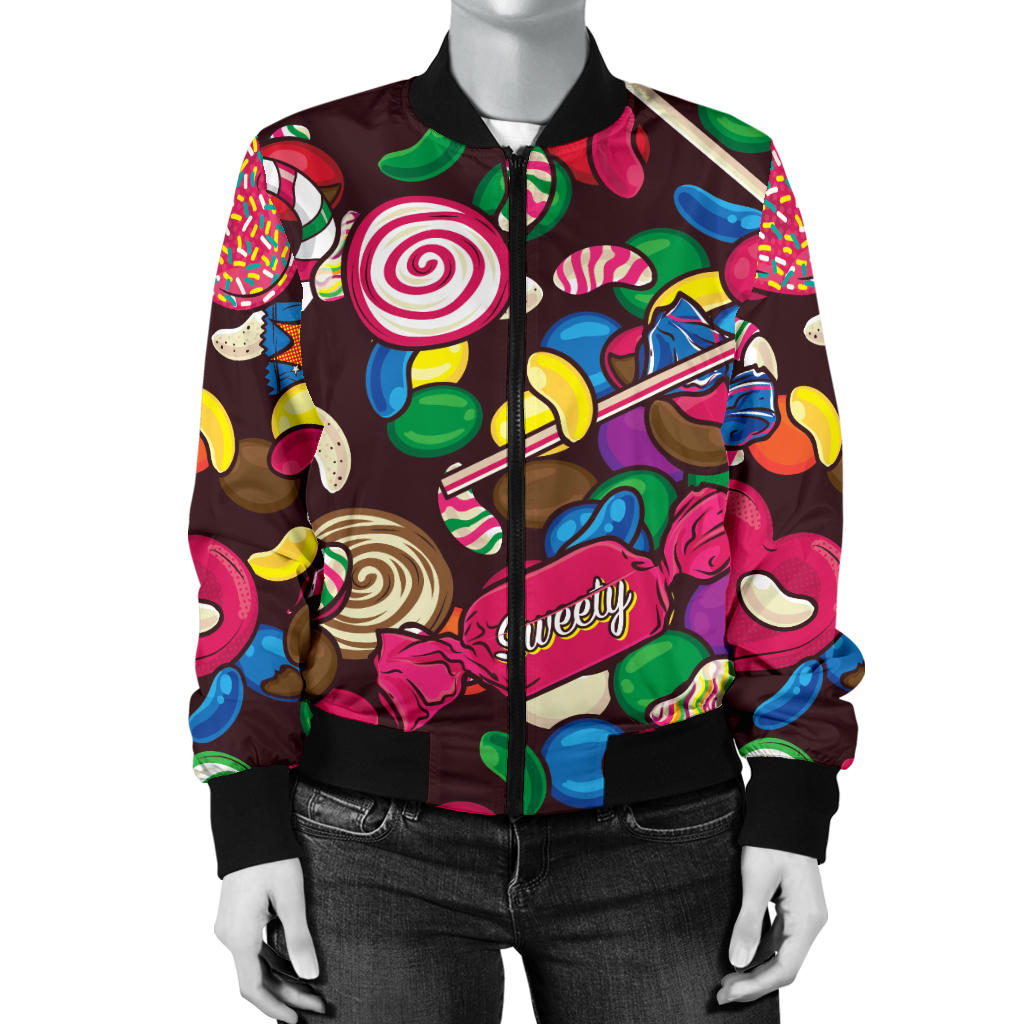 Candy Pattern Print Design CA02 Women Bomber Jacket