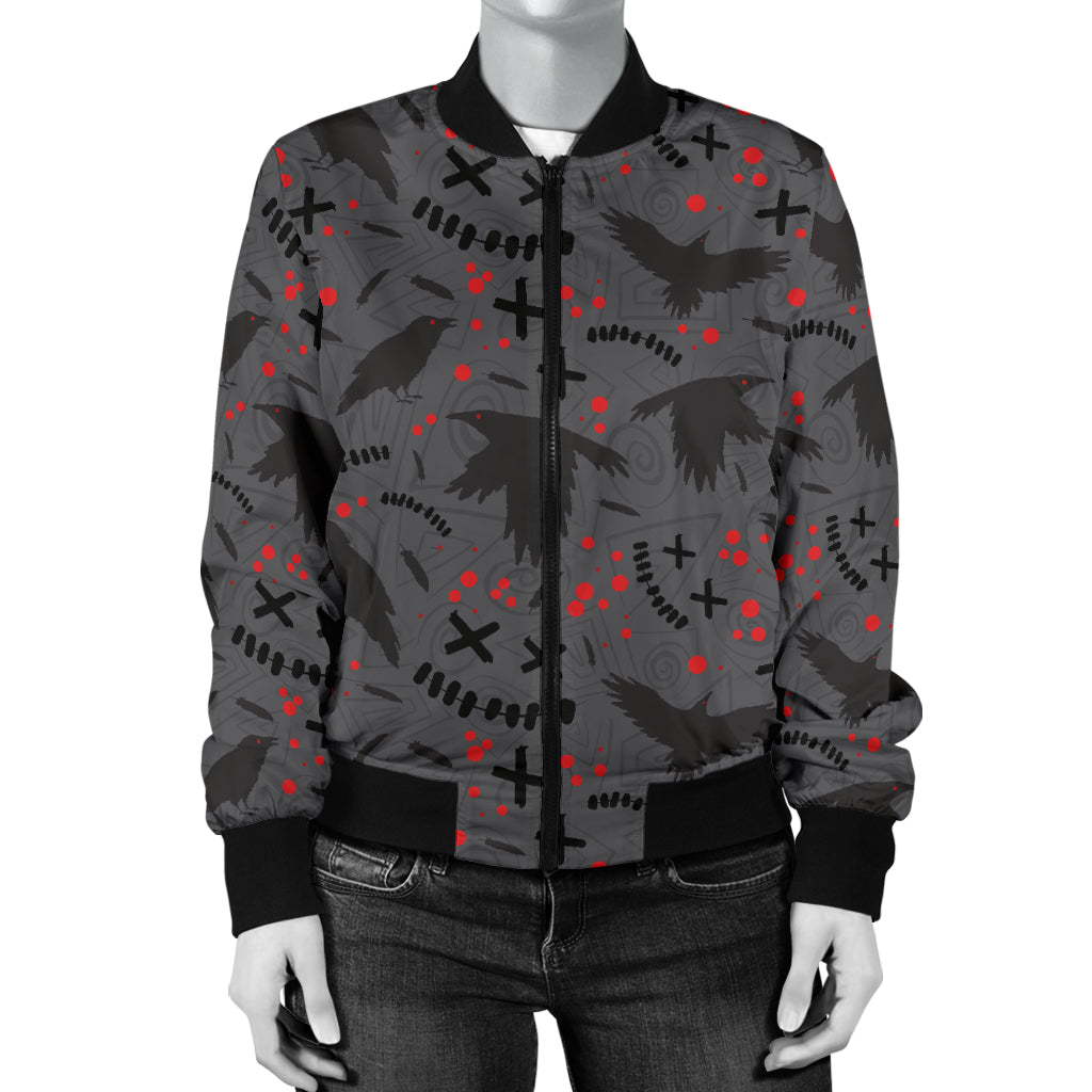 Crow Pattern Print Design 02 Women's Bomber Jacket