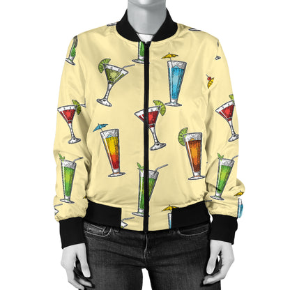 Cocktail Pattern Print Design 02 Women's Bomber Jacket