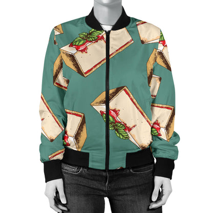 Cheesecake Pattern Print Design CK02 Women Bomber Jacket