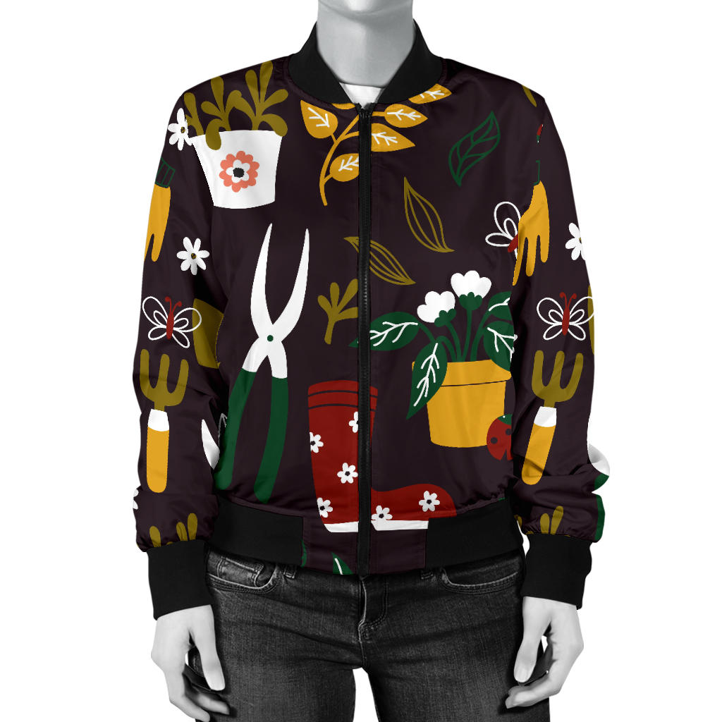 Gardening Pattern Print Design G05 Women Bomber Jacket