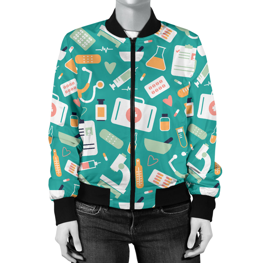 Medical Pattern Print Design 03 Women's Bomber Jacket
