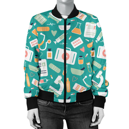 Medical Pattern Print Design 03 Women's Bomber Jacket