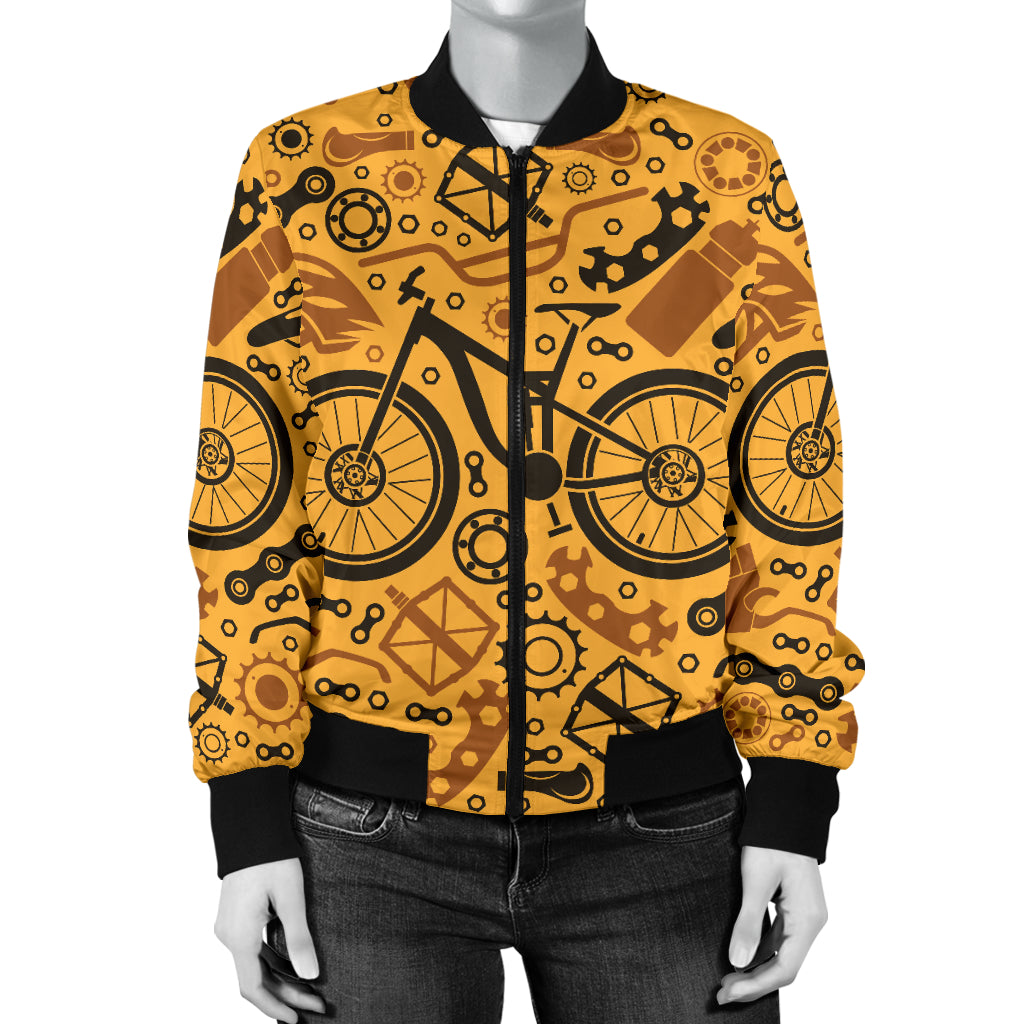Mountain bike Pattern Print Design 03 Women's Bomber Jacket