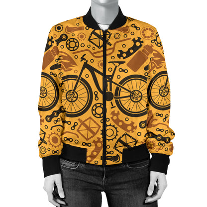 Mountain bike Pattern Print Design 03 Women's Bomber Jacket
