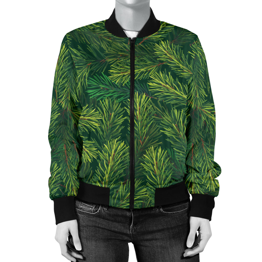 Christmas Tree Pattern Print Design 02 Women's Bomber Jacket