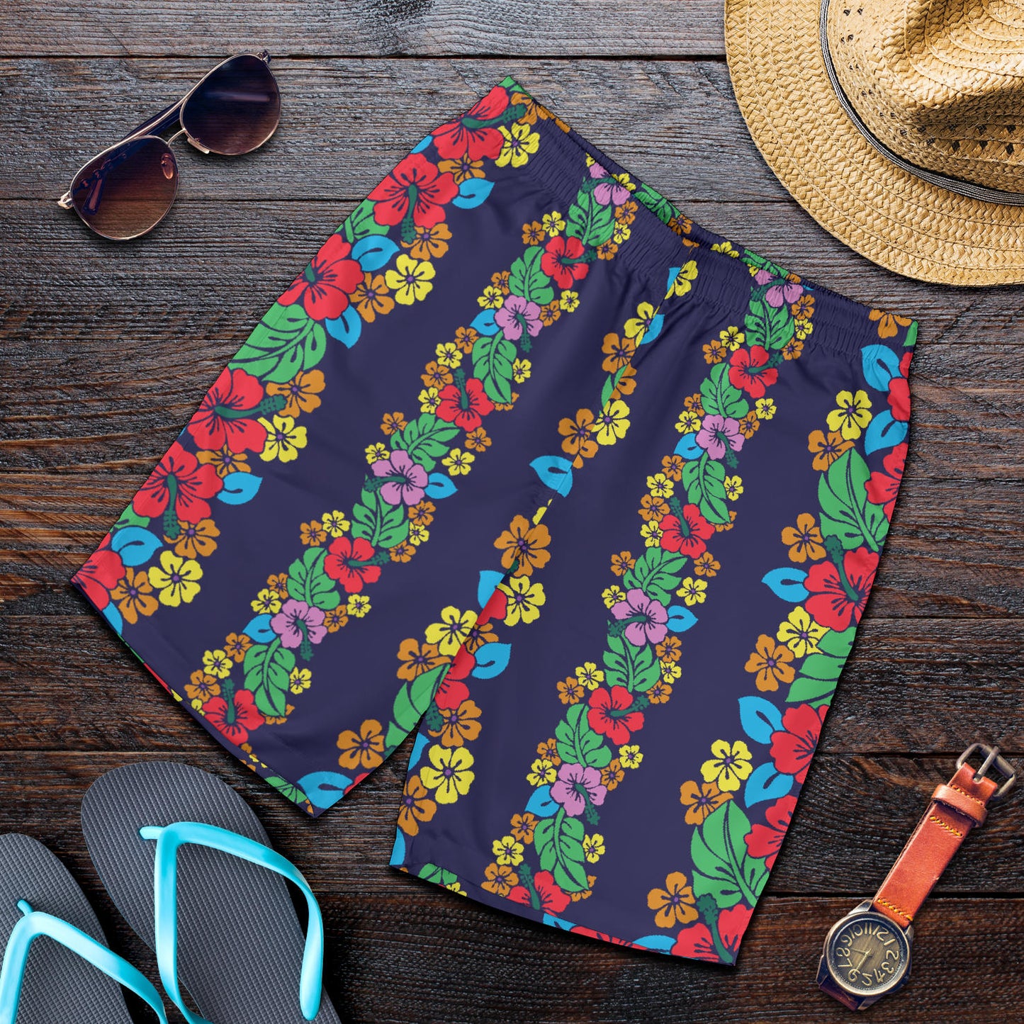 Hawaiian Themed Pattern Print Design H03 Mens Shorts